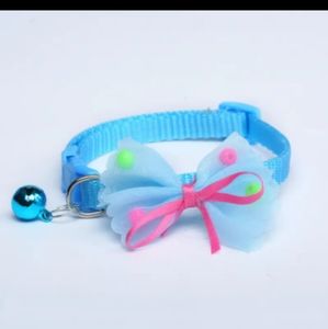 Adorable blue ribbon and bell pet collar!!